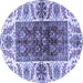 Round Abstract Blue Modern Rug, abs3269blu