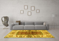 Machine Washable Abstract Yellow Modern Rug, wshabs3269yw