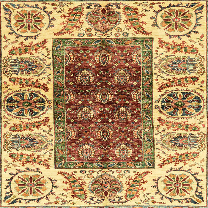 Square Abstract Chrome Gold Yellow Modern Rug, abs3269