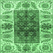 Square Machine Washable Abstract Emerald Green Modern Area Rugs, wshabs3269emgrn