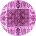 Round Machine Washable Abstract Purple Modern Area Rugs, wshabs3269pur