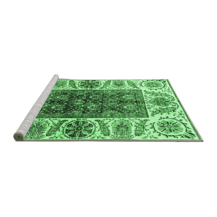 Sideview of Machine Washable Abstract Emerald Green Modern Area Rugs, wshabs3269emgrn