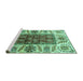 Sideview of Machine Washable Abstract Turquoise Modern Area Rugs, wshabs3269turq