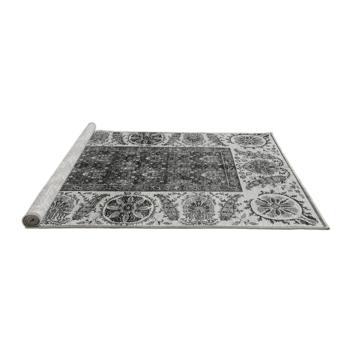 Sideview of Machine Washable Abstract Gray Modern Rug, wshabs3269gry
