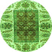 Round Abstract Green Modern Rug, abs3269grn