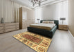 Machine Washable Abstract Chrome Gold Yellow Rug in a Bedroom, wshabs3269