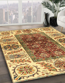 Machine Washable Abstract Chrome Gold Yellow Rug in a Family Room, wshabs3269