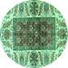 Round Machine Washable Abstract Turquoise Modern Area Rugs, wshabs3269turq