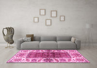 Machine Washable Abstract Pink Modern Rug, wshabs3269pnk