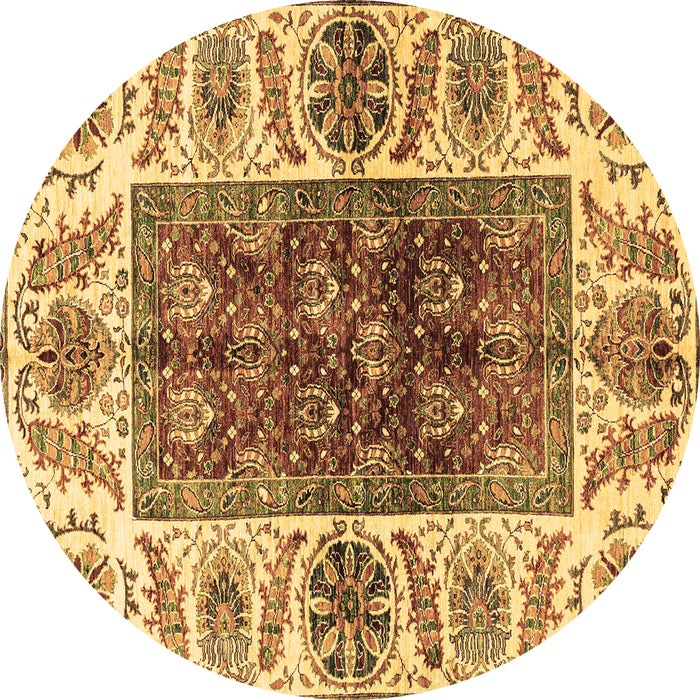 Round Abstract Brown Modern Rug, abs3269brn