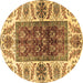 Round Abstract Brown Modern Rug, abs3269brn