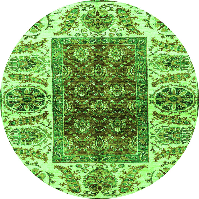 Round Machine Washable Abstract Green Modern Area Rugs, wshabs3269grn