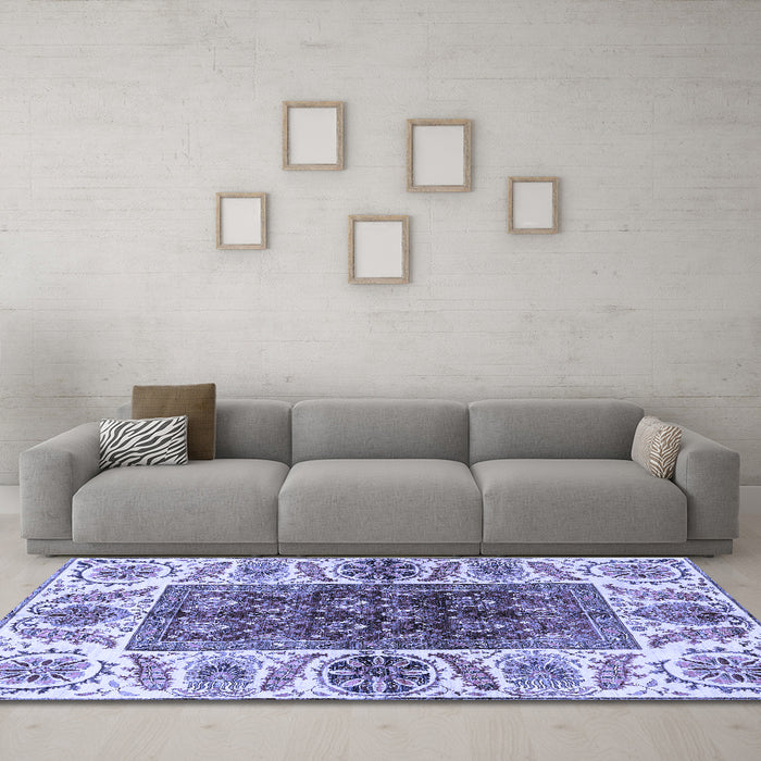 Machine Washable Abstract Blue Modern Rug in a Living Room, wshabs3269blu