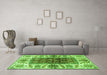 Machine Washable Abstract Green Modern Area Rugs in a Living Room,, wshabs3269grn