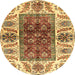 Round Abstract Chrome Gold Yellow Modern Rug, abs3269