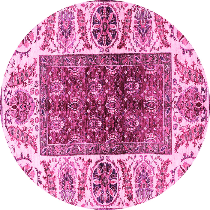 Round Abstract Pink Modern Rug, abs3269pnk