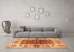 Machine Washable Abstract Orange Modern Area Rugs in a Living Room, wshabs3269org