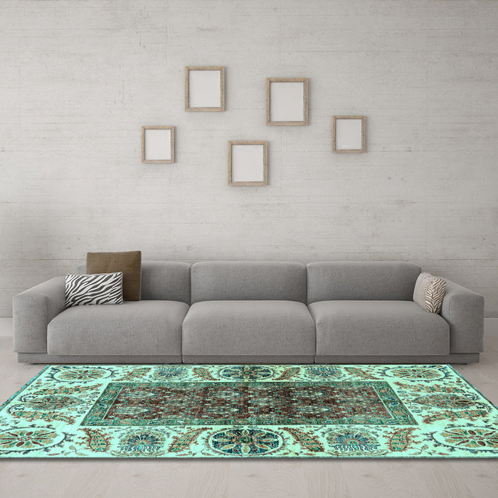 Machine Washable Abstract Light Blue Modern Rug in a Living Room, wshabs3269lblu
