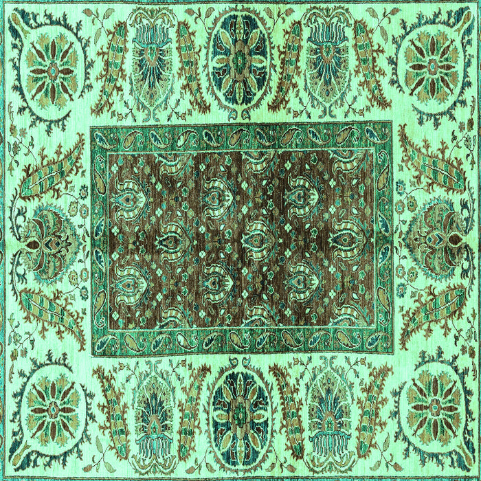 Square Machine Washable Abstract Turquoise Modern Area Rugs, wshabs3269turq