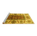 Sideview of Machine Washable Abstract Yellow Modern Rug, wshabs3269yw