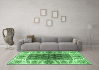 Machine Washable Abstract Emerald Green Modern Rug, wshabs3269emgrn