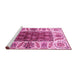 Sideview of Machine Washable Abstract Pink Modern Rug, wshabs3269pnk