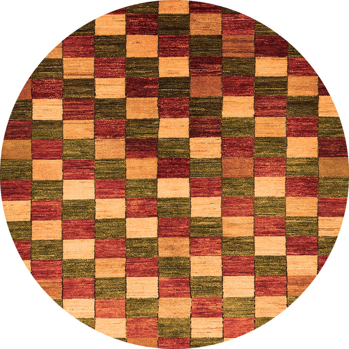Round Machine Washable Checkered Orange Modern Area Rugs, wshabs326org