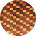 Round Machine Washable Checkered Orange Modern Area Rugs, wshabs326org