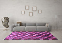 Machine Washable Checkered Purple Modern Rug, wshabs326pur