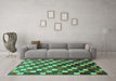 Machine Washable Checkered Turquoise Modern Area Rugs in a Living Room,, wshabs326turq