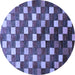 Round Machine Washable Checkered Blue Modern Rug, wshabs326blu