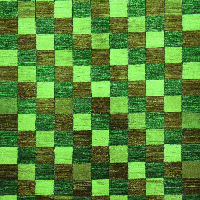 Machine Washable Checkered Green Modern Area Rugs, wshabs326grn