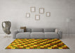 Machine Washable Checkered Yellow Modern Rug in a Living Room, wshabs326yw