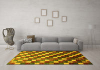 Machine Washable Checkered Yellow Modern Rug, wshabs326yw