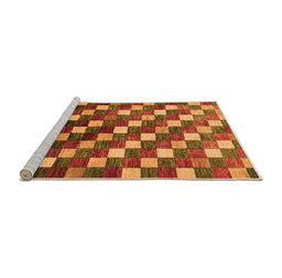 Sideview of Machine Washable Checkered Orange Modern Area Rugs, wshabs326org