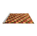 Sideview of Machine Washable Checkered Orange Modern Area Rugs, wshabs326org