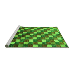 Sideview of Machine Washable Checkered Green Modern Area Rugs, wshabs326grn