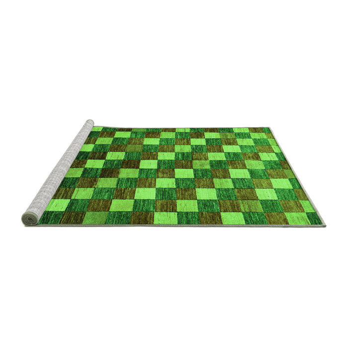 Sideview of Machine Washable Checkered Green Modern Area Rugs, wshabs326grn
