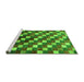 Sideview of Machine Washable Checkered Green Modern Area Rugs, wshabs326grn