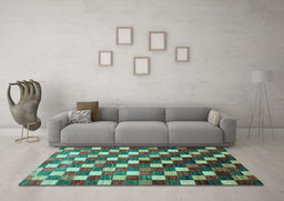 Machine Washable Checkered Light Blue Modern Rug in a Living Room, wshabs326lblu