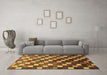 Machine Washable Checkered Brown Modern Rug in a Living Room,, wshabs326brn