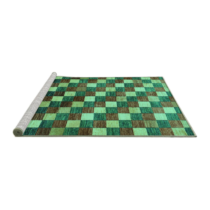 Sideview of Machine Washable Checkered Turquoise Modern Area Rugs, wshabs326turq