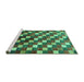Sideview of Machine Washable Checkered Turquoise Modern Area Rugs, wshabs326turq