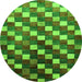 Round Machine Washable Checkered Green Modern Area Rugs, wshabs326grn