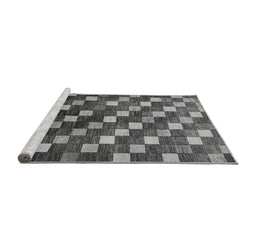 Sideview of Machine Washable Checkered Gray Modern Rug, wshabs326gry