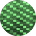 Round Checkered Emerald Green Modern Rug, abs326emgrn