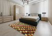 Abstract Saffron Red Checkered Rug in a Bedroom, abs326