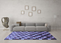 Machine Washable Checkered Blue Modern Rug, wshabs326blu