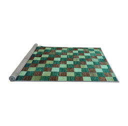 Sideview of Machine Washable Checkered Light Blue Modern Rug, wshabs326lblu