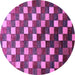 Round Machine Washable Checkered Purple Modern Area Rugs, wshabs326pur